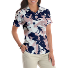 Pink Camouflage Tennis Girl V2 Short Sleeve Women Polo Shirt, Camo Tennis Shirt For Ladies