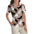 Horses Lover Shirt For Women Short Sleeve Women Polo Shirt