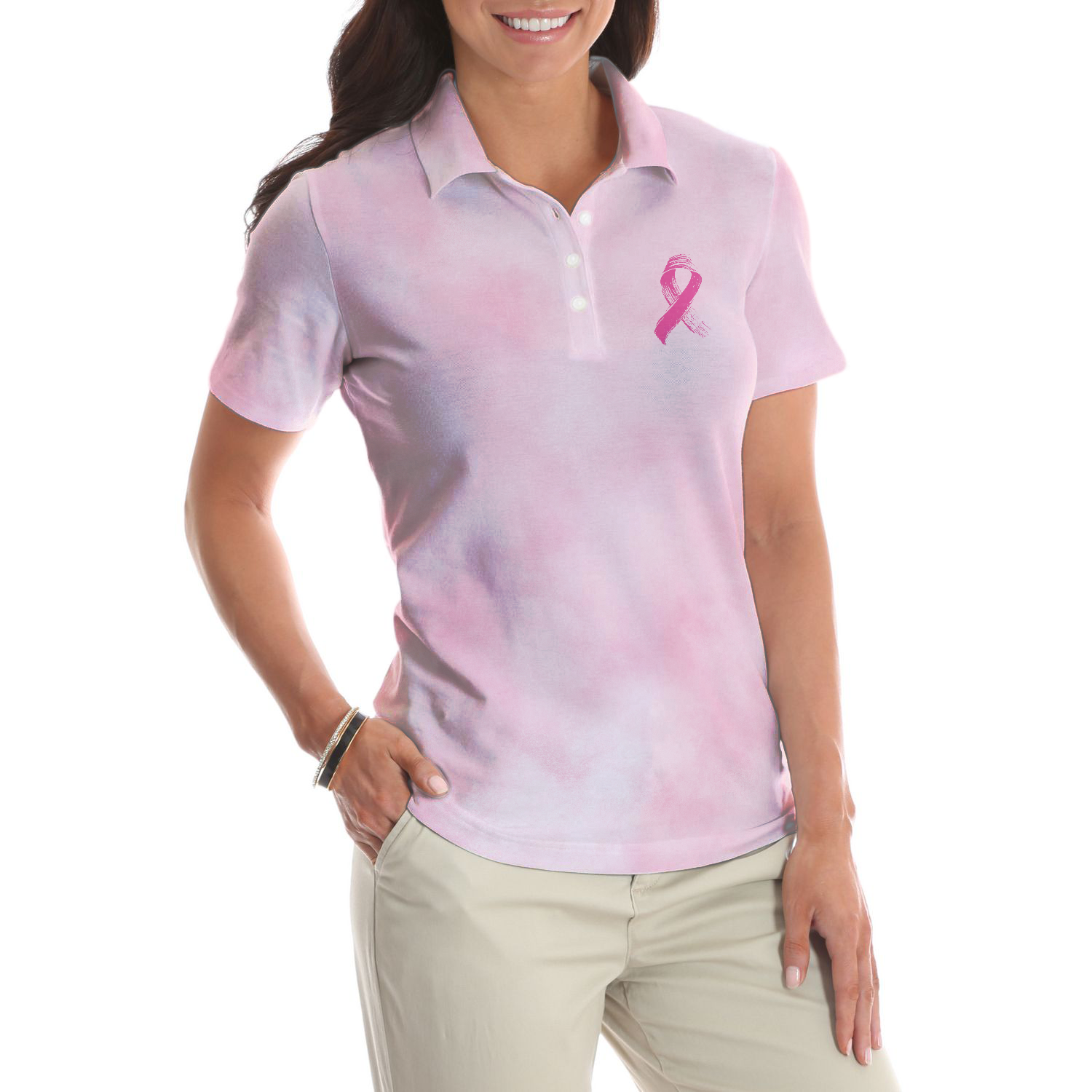 I'm A Survivor Breast Cancer Short Sleeve Women Polo Shirt, Breast Cancer Awareness Shirt For Ladies