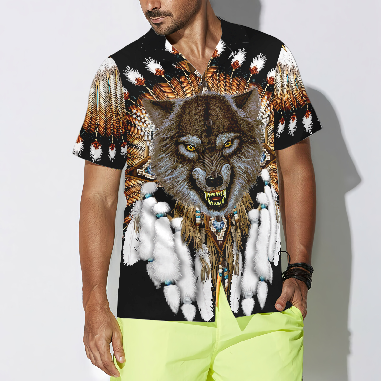 Tribal Angry Wolf Shirt For Men Hawaiian Shirt