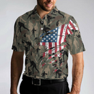 Bowling Camouflage American Eagle Flag Polo Shirt, American Flag Shirt For Patriotic Bowlers, Bowling Shirt For Men