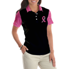 I Am A Breast Cancer Fighter Pink Flowers Awareness Ribbon Women Polo Shirt, Breast Cancer Awareness Polo Shirt For Ladies
