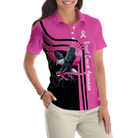 Be Stronger Than The Storm Breast Cancer Awareness Short Sleeve Women Polo Shirt, Eagle Awareness Ribbon Polo Shirt For Ladies