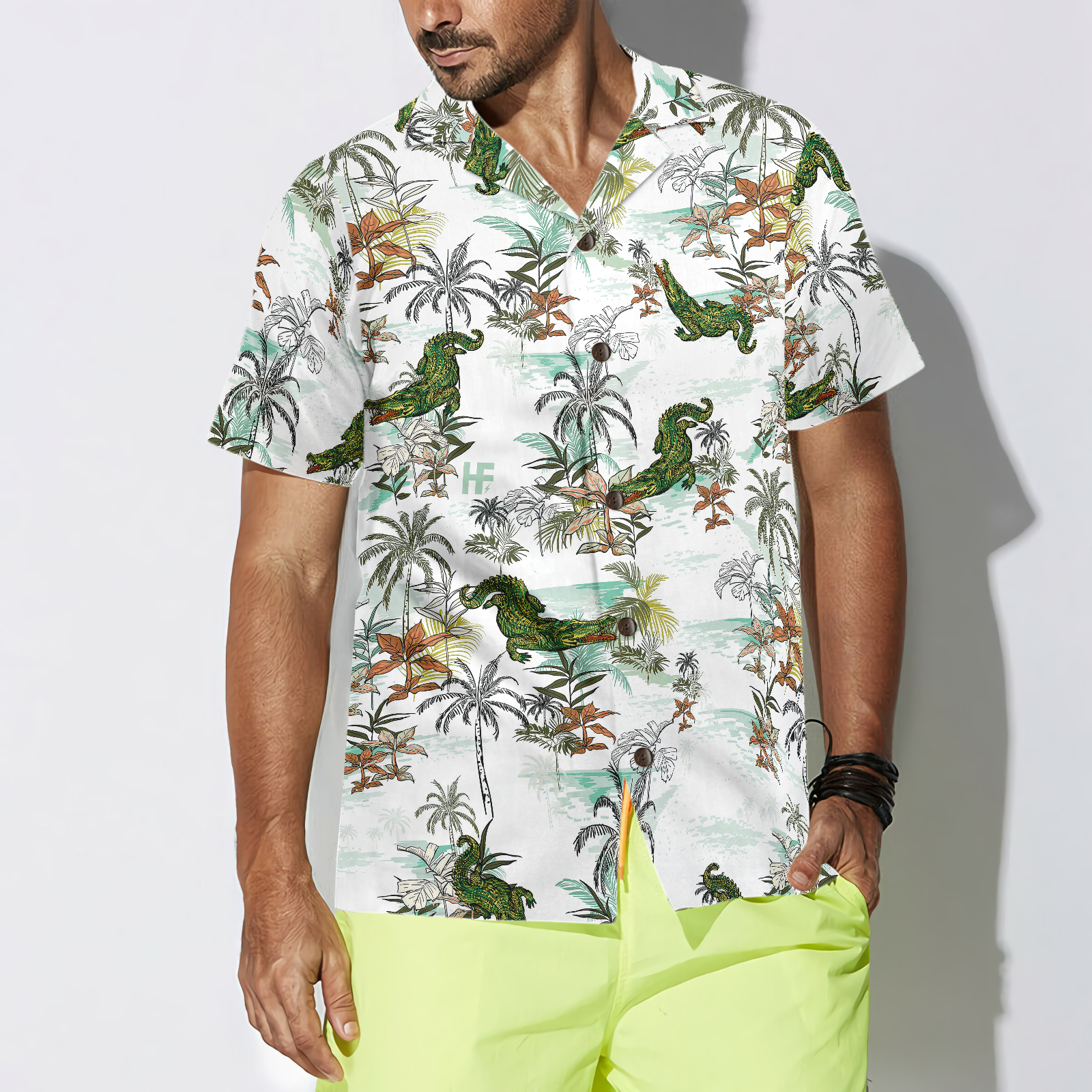 Alligator Seamless Pattern Shirt For Men Hawaiian Shirt