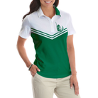 I Play Pool Like A Girl Try To Keep Up Short Sleeve Women Polo Shirt, White And Green Billiards Shirt For Ladies