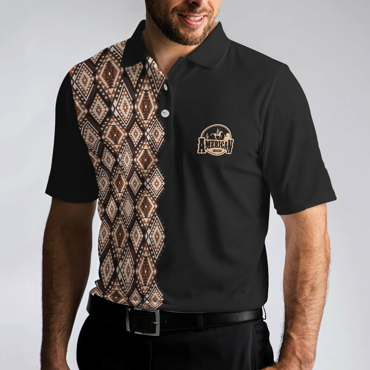 American Indian Polo Shirt, Navajo Pattern Shirt For Men And Women, American Themed Polo Style Shirt