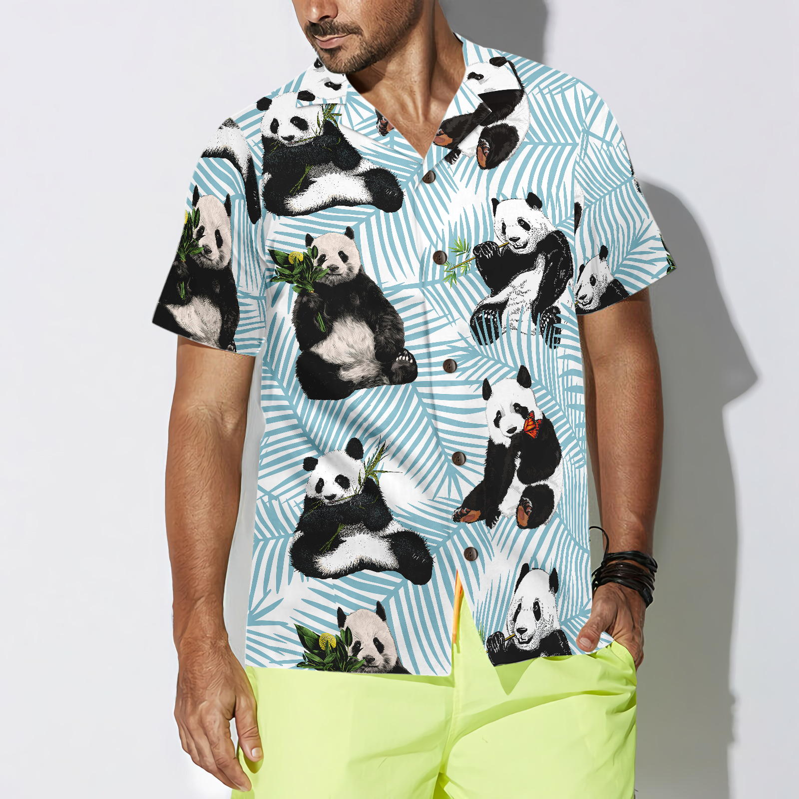 Panda On Palm Leaves Hawaiian Shirt