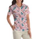 Pink And Elegant Seamless Pattern Golf Short Sleeve Women Polo Shirt