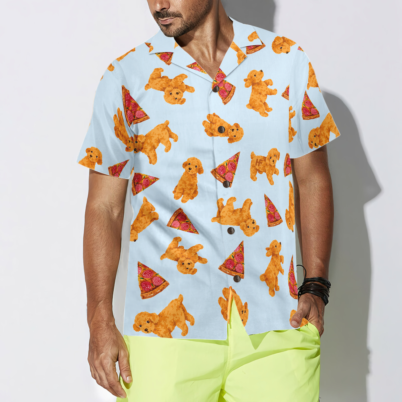Pizza And Poodles Shirt For Men Hawaiian Shirt