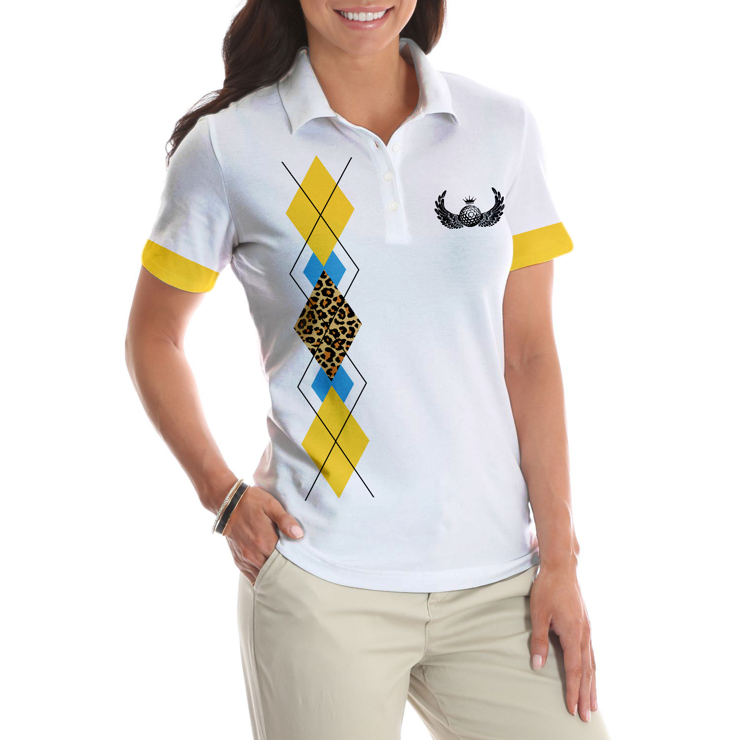 Golf Grandmas Yell Loudest Golf Short Sleeve Women Polo Shirt, Funny Yellow And White Golf Shirt For Ladies