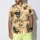 Skull On Retro Mechanism Background Hawaiian Shirt
