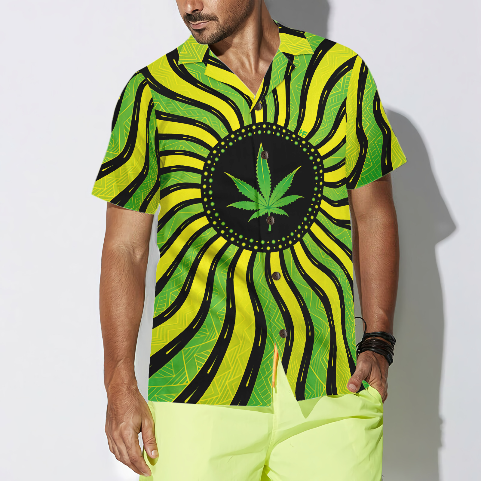 Magic Marijuana Leaf With Sacred Geometry Hawaiian Shirt