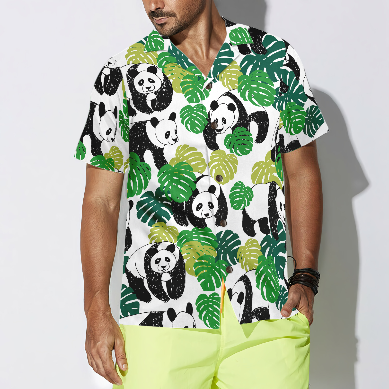 Panda Leaves Hawaiian Shirt
