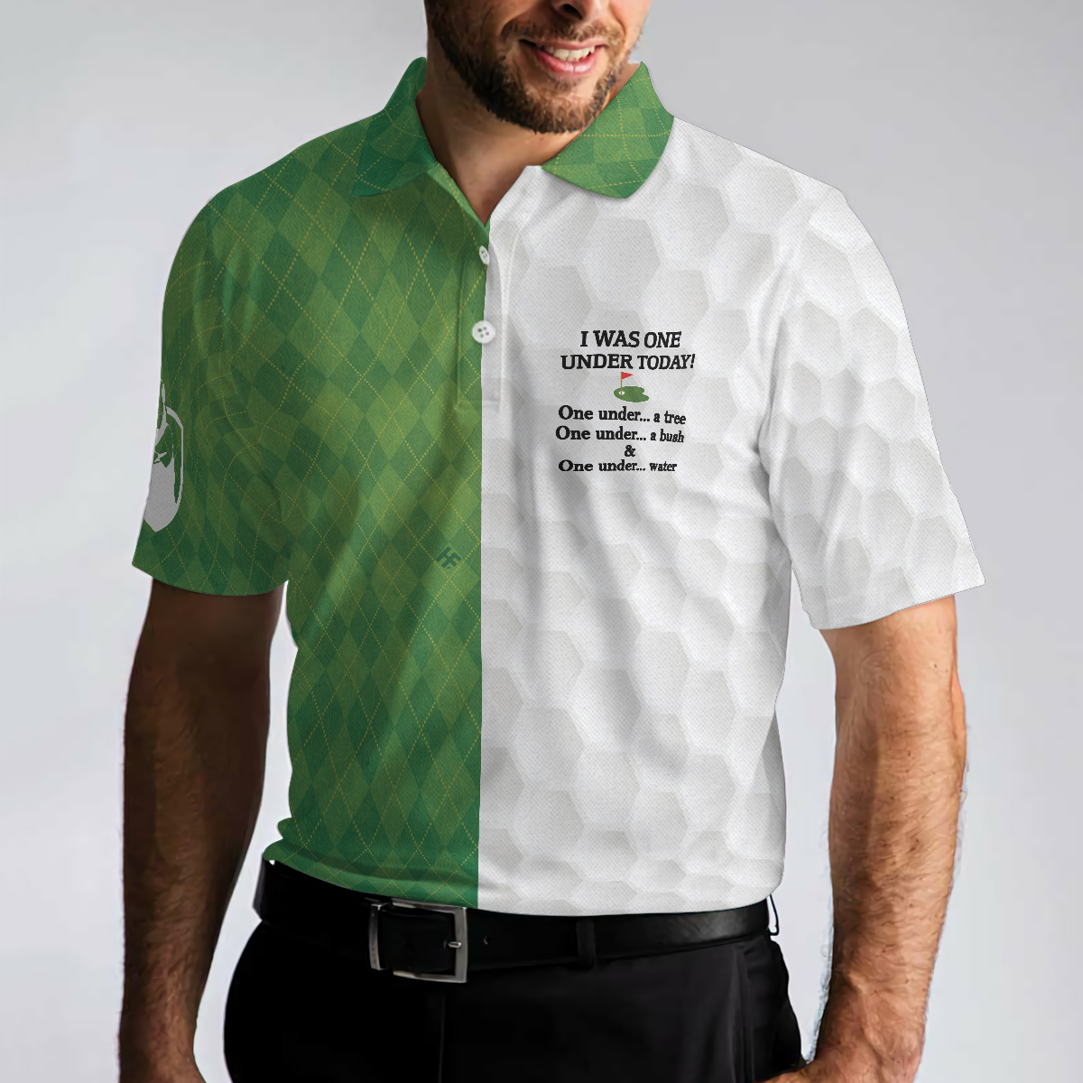 I Was One Under Today Golf Polo Shirt, White And Green Golfing Shirt, Gift Idea For Male Players