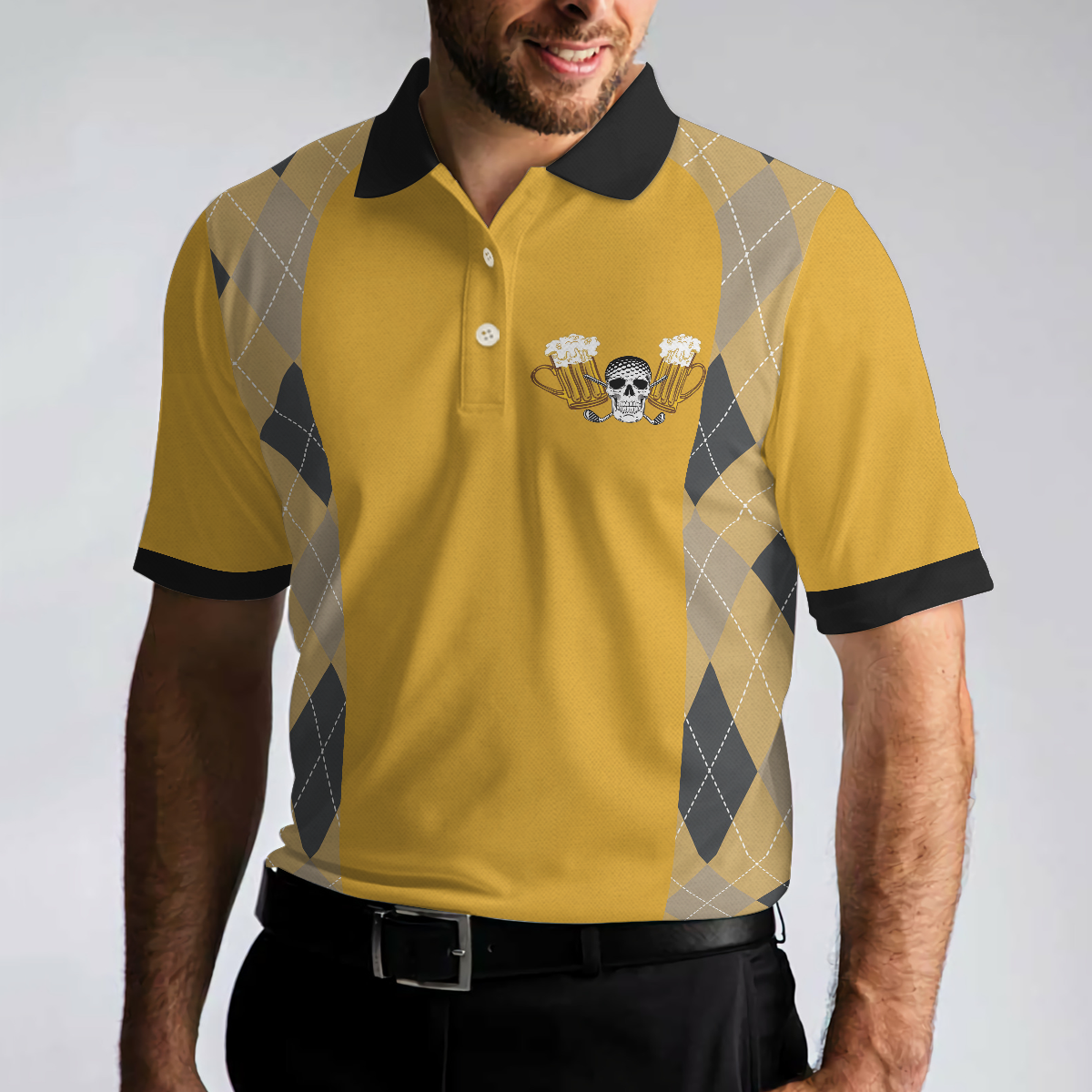 Let's Sink 'Em And Drink 'Em Golf Polo Shirt, Plaid Pattern Golf Beer Polo, Golf Gift Idea For Beer Lovers