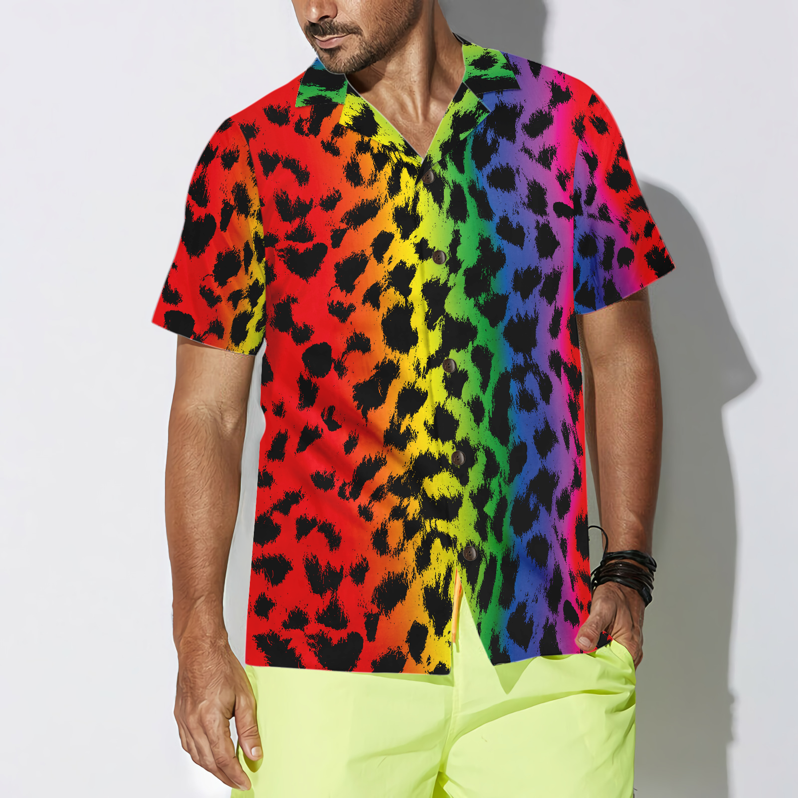 Leopard Skin With Rainbow Color LGBT Hawaiian Shirt
