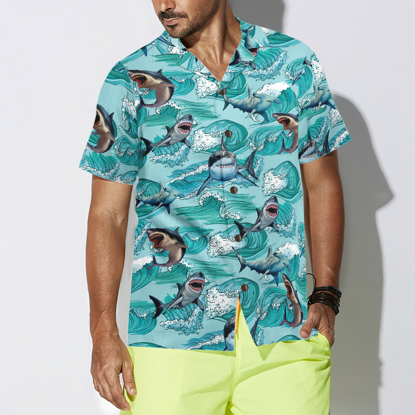 Sharks On Sea Waves Hawaiian Shirt
