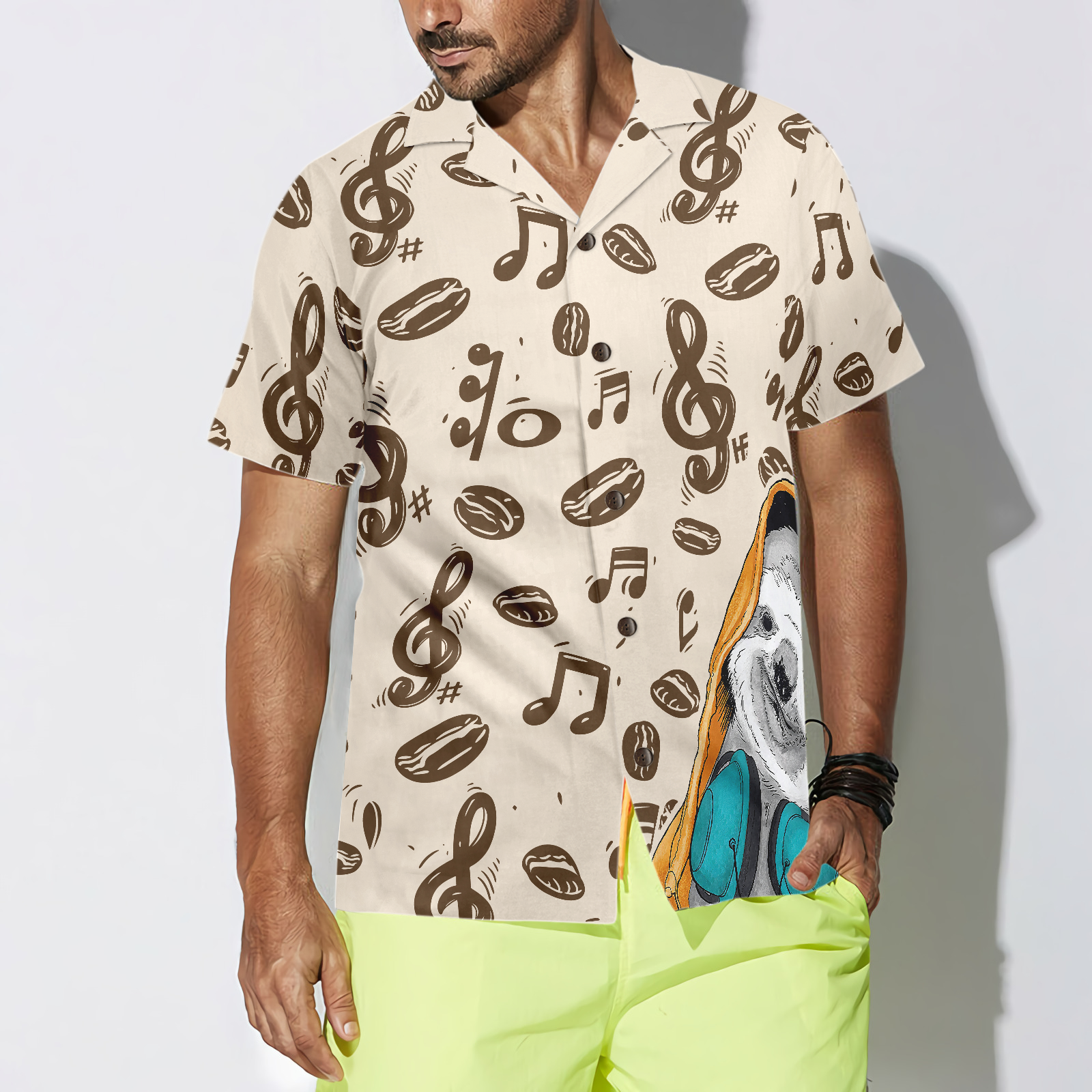 Music Note And Sloth Shirt For Men Hawaiian Shirt