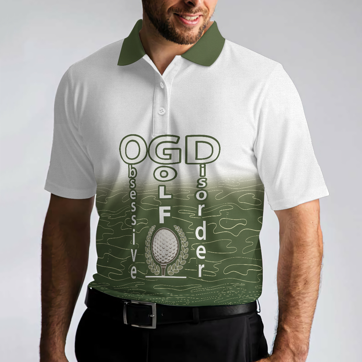 Obsessed With Golf Polo Shirt, White And Green Golf Shirt For Men, Cool Gift For Golfers