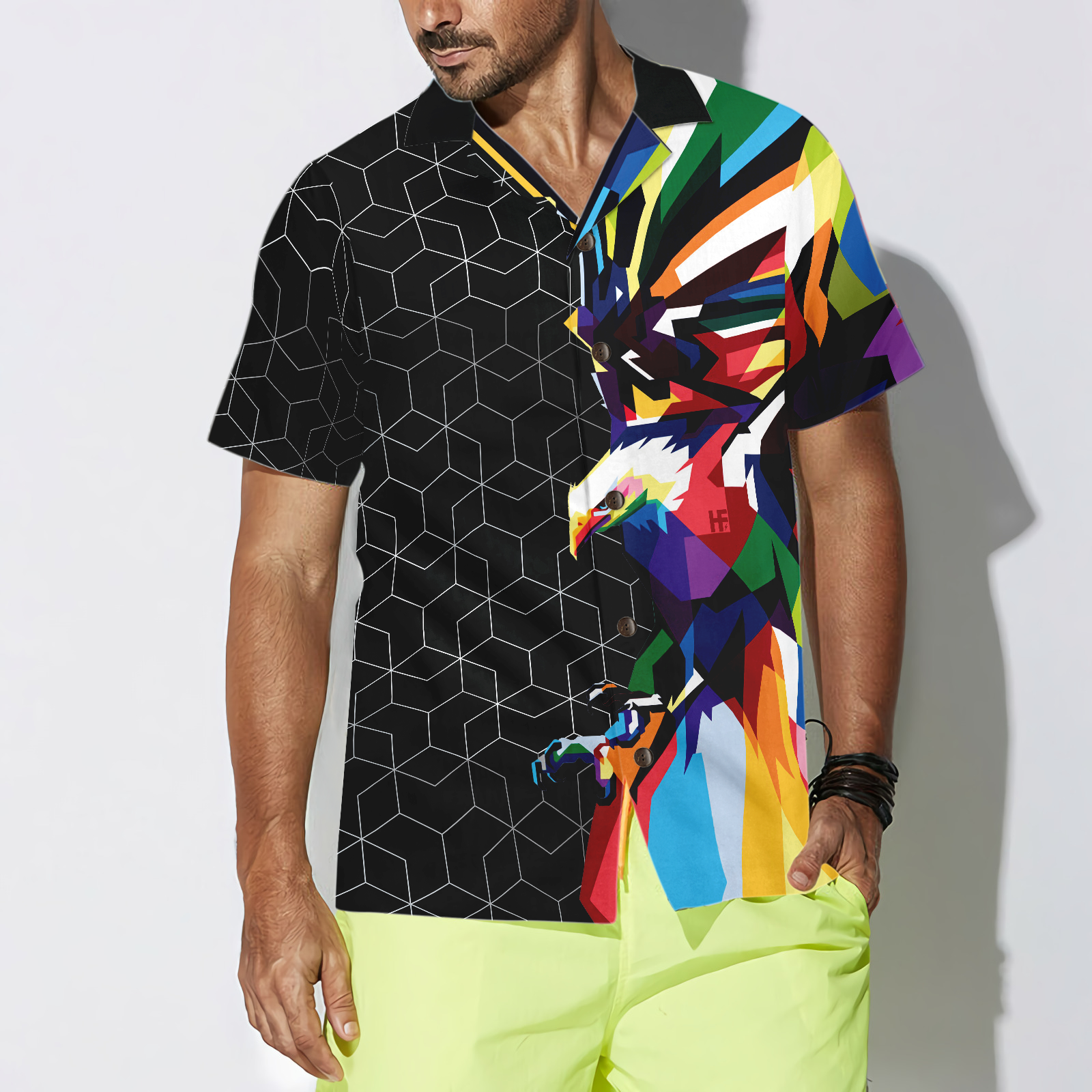 Awesome Colorful American Eagle Design Hawaiian Shirt