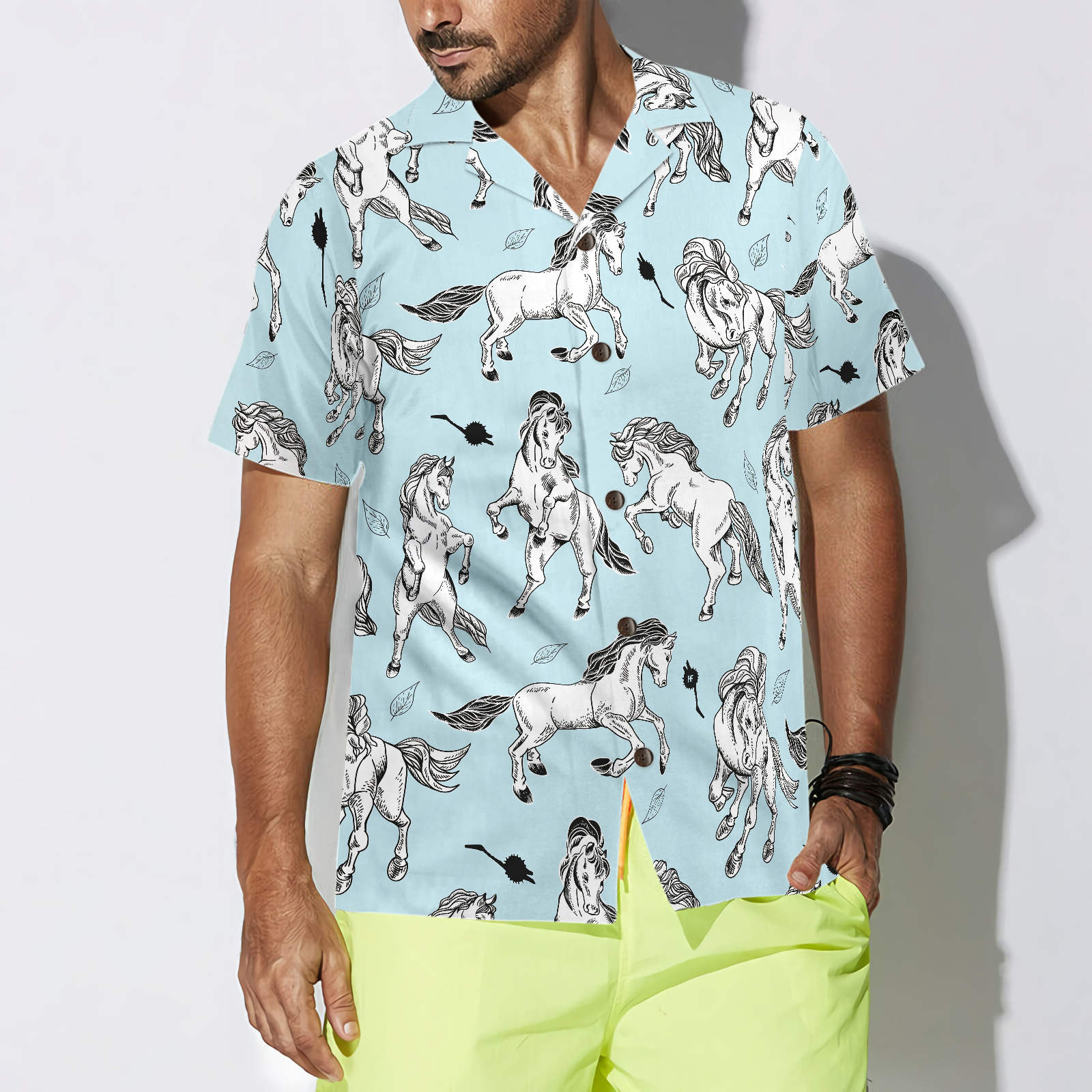 Horse Seamless Pattern Shirt For Men Hawaiian Shirt