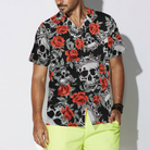 Skull With Crown And Red Rose Hawaiian Shirt