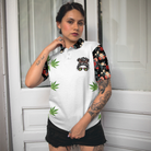 Weekend Forecast Smoking Weed Women Short Sleeve Polo Shirt, Floral And Weed Leaf Graphics Polo Shirt