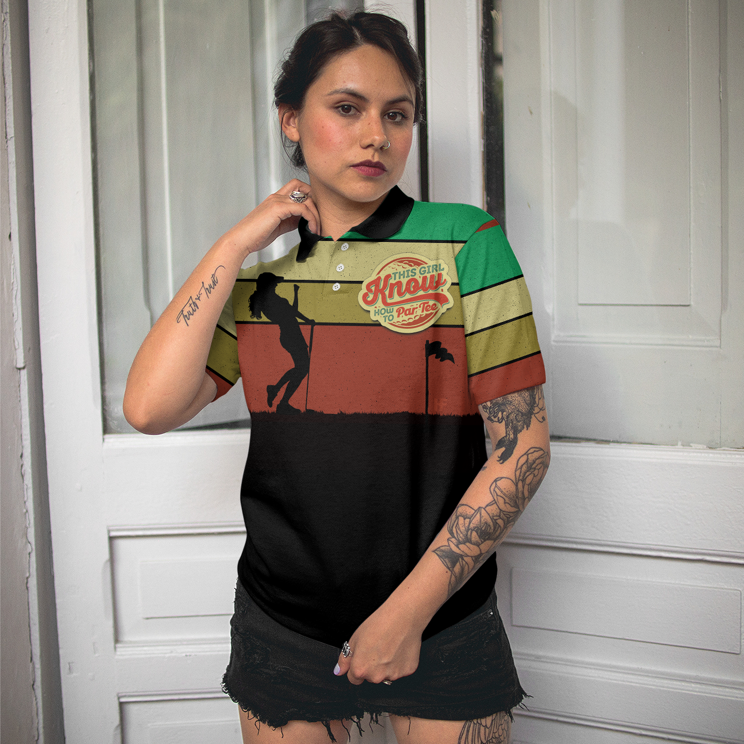 This Girl Knows How To Par Tee Golf Short Sleeve Women Polo Shirt, Colorful Golf Shirt For Ladies, Unique Female Golf Gift