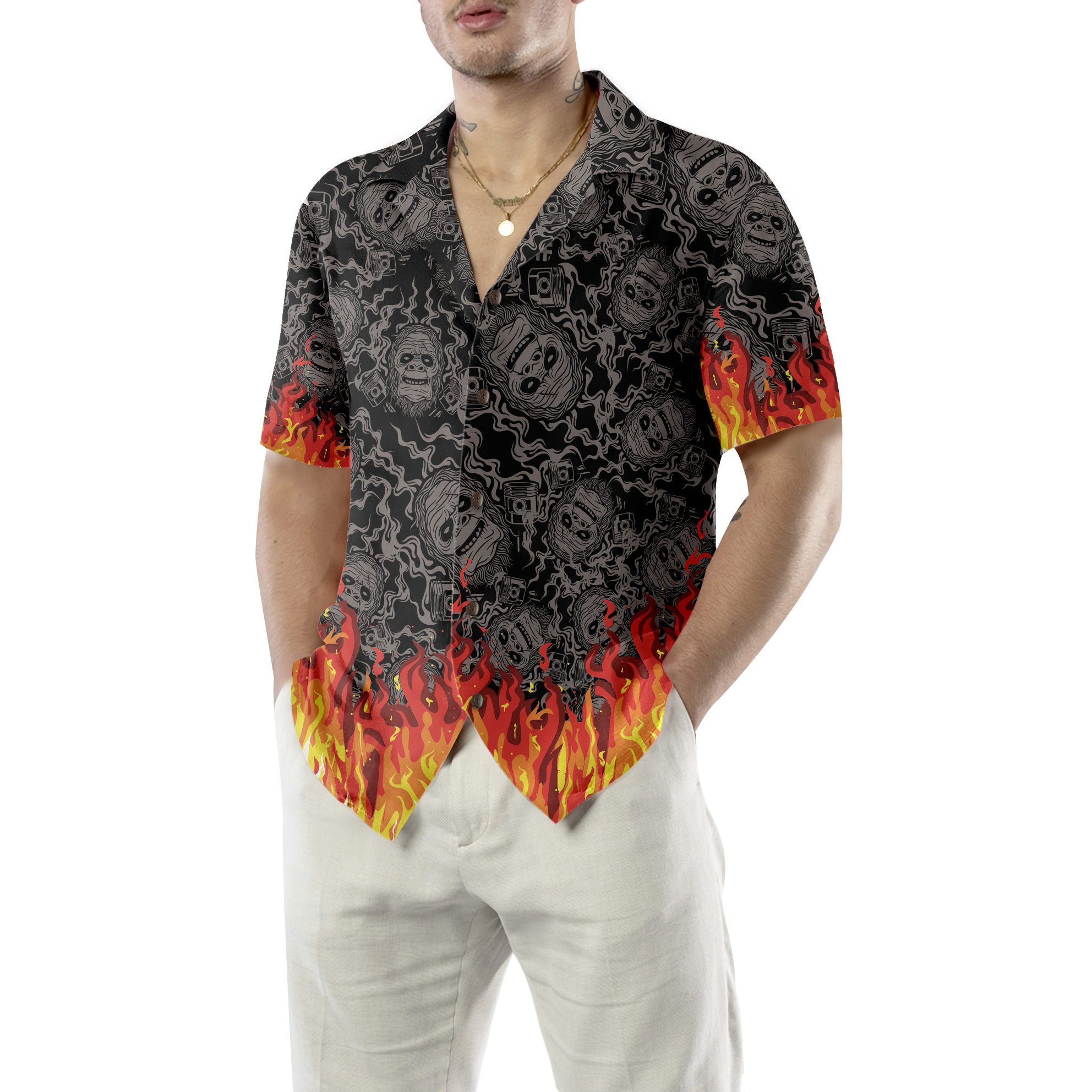 I Like Bigfoot & Motorcycle & Maybe 3 People Hawaiian Shirt