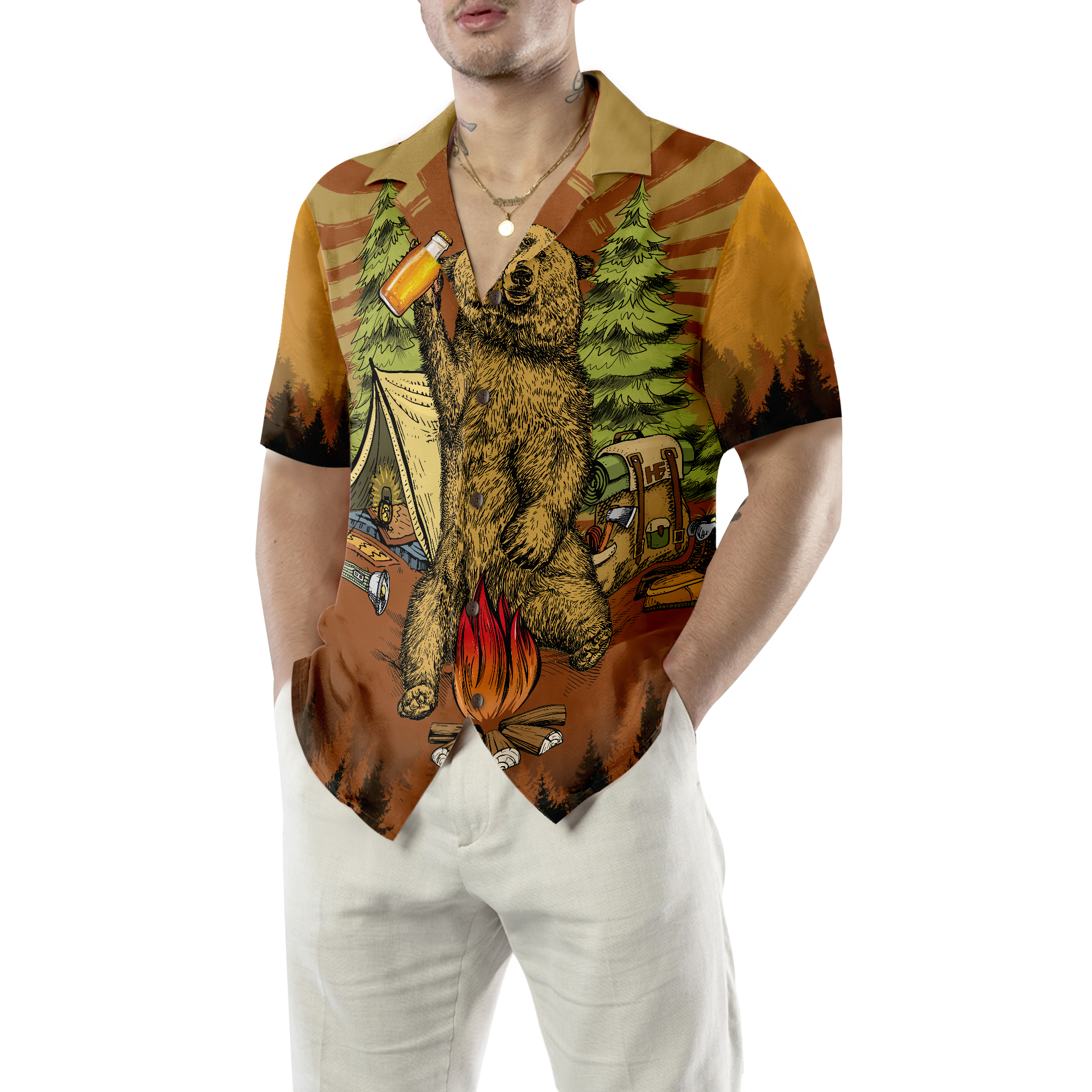 Beer Because No Great Campers Story With A Salad Hawaiian Shirt