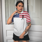 Premium American Golfer Female Version Short Sleeve Women Polo Shirt, American Flag Golf Shirt For Ladies, Cool Female Golf Gift