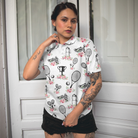 Floral Tennis Player Shirt Short Sleeve Women Polo Shirt