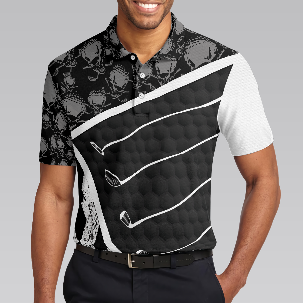 Life Is Full Of Important Choices Golf Polo Shirt, Black And White Skull Golf Shirt For Men