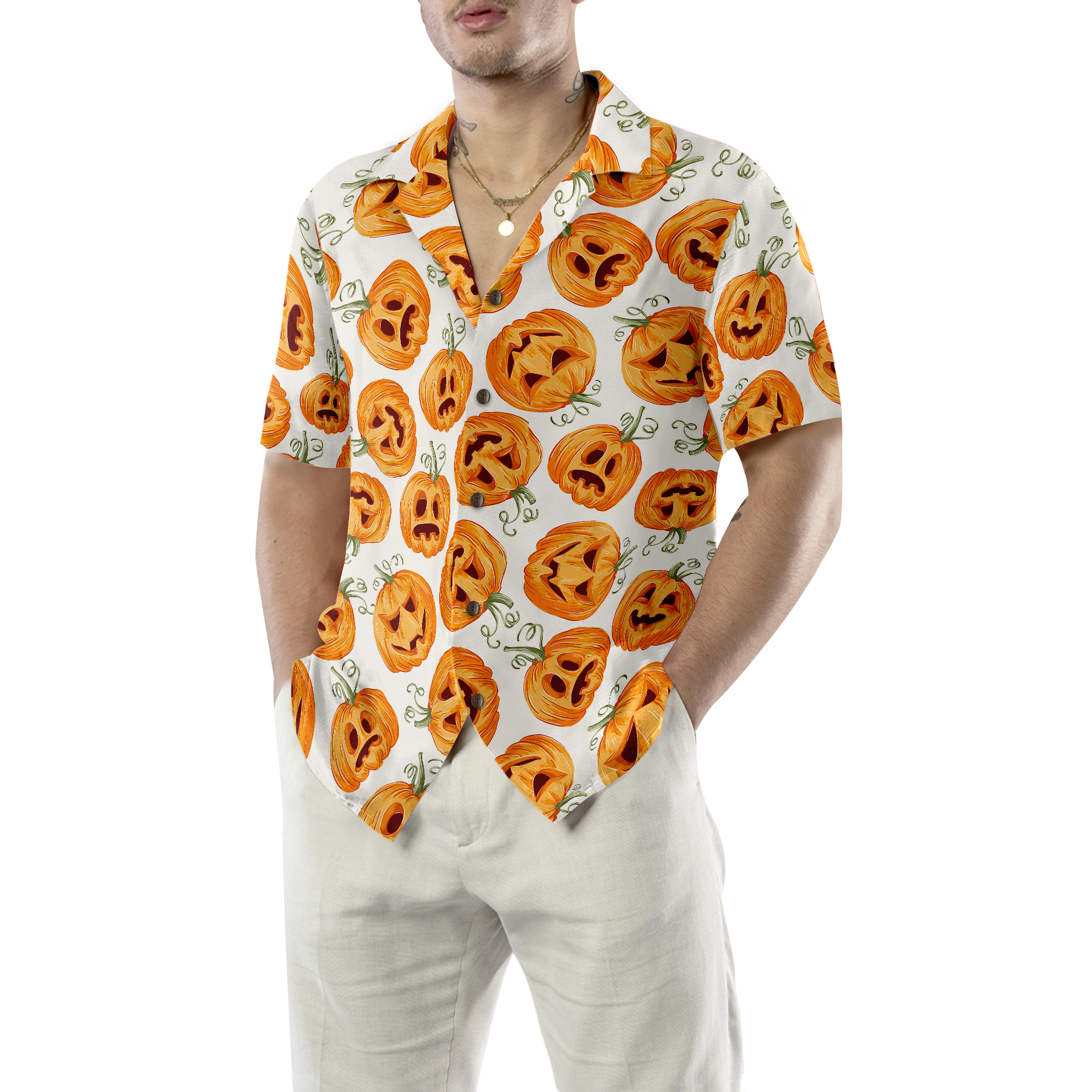 Pumpkin Pattern Halloween Hawaiian Shirt, Halloween Shirt For Men And Women