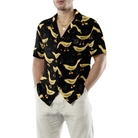 Ducks In Darkness Hawaiian Shirt For Men, Black And Yellow Banana Duck Pattern Hawaiian Shirt