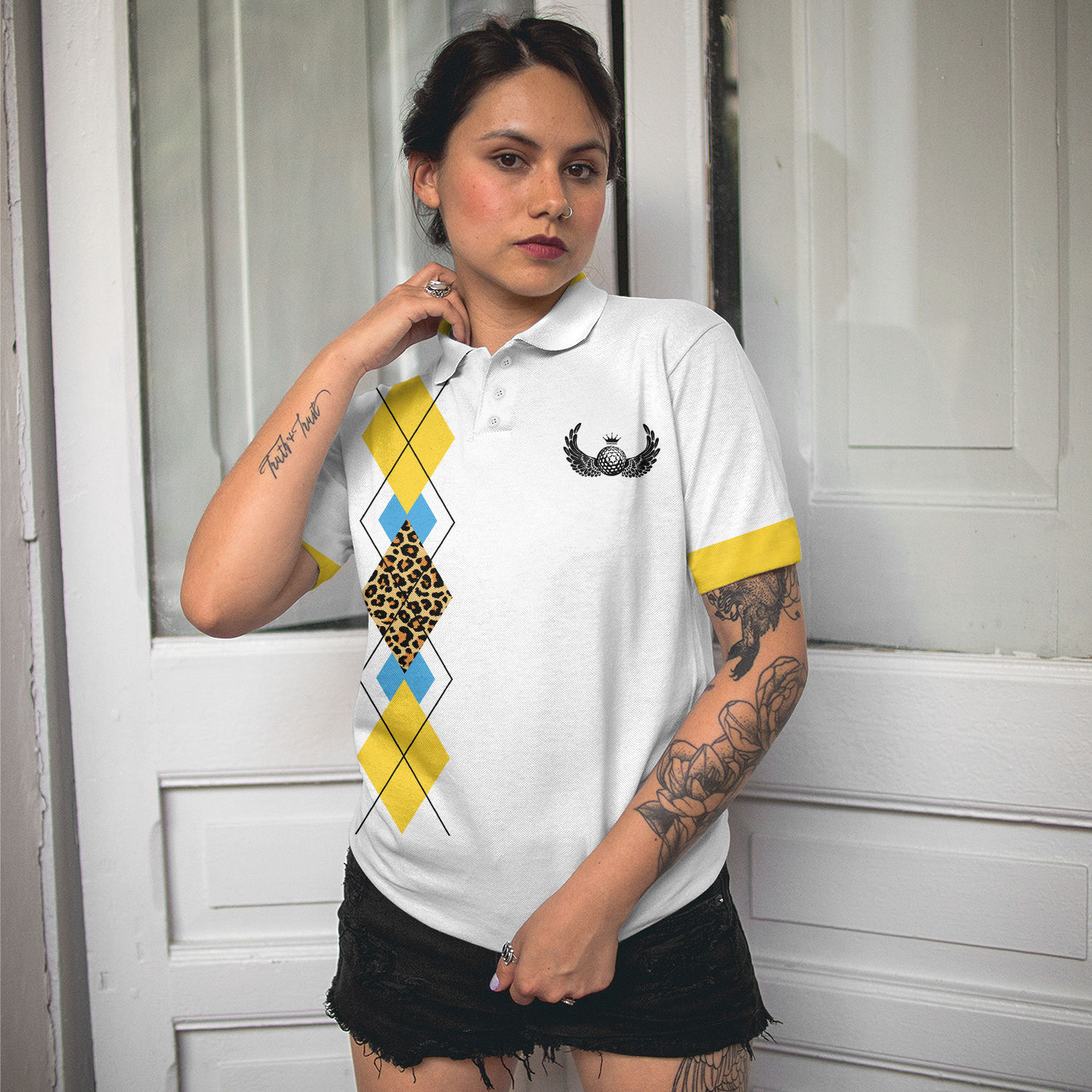 Golf Grandmas Yell Loudest Golf Short Sleeve Women Polo Shirt, Funny Yellow And White Golf Shirt For Ladies