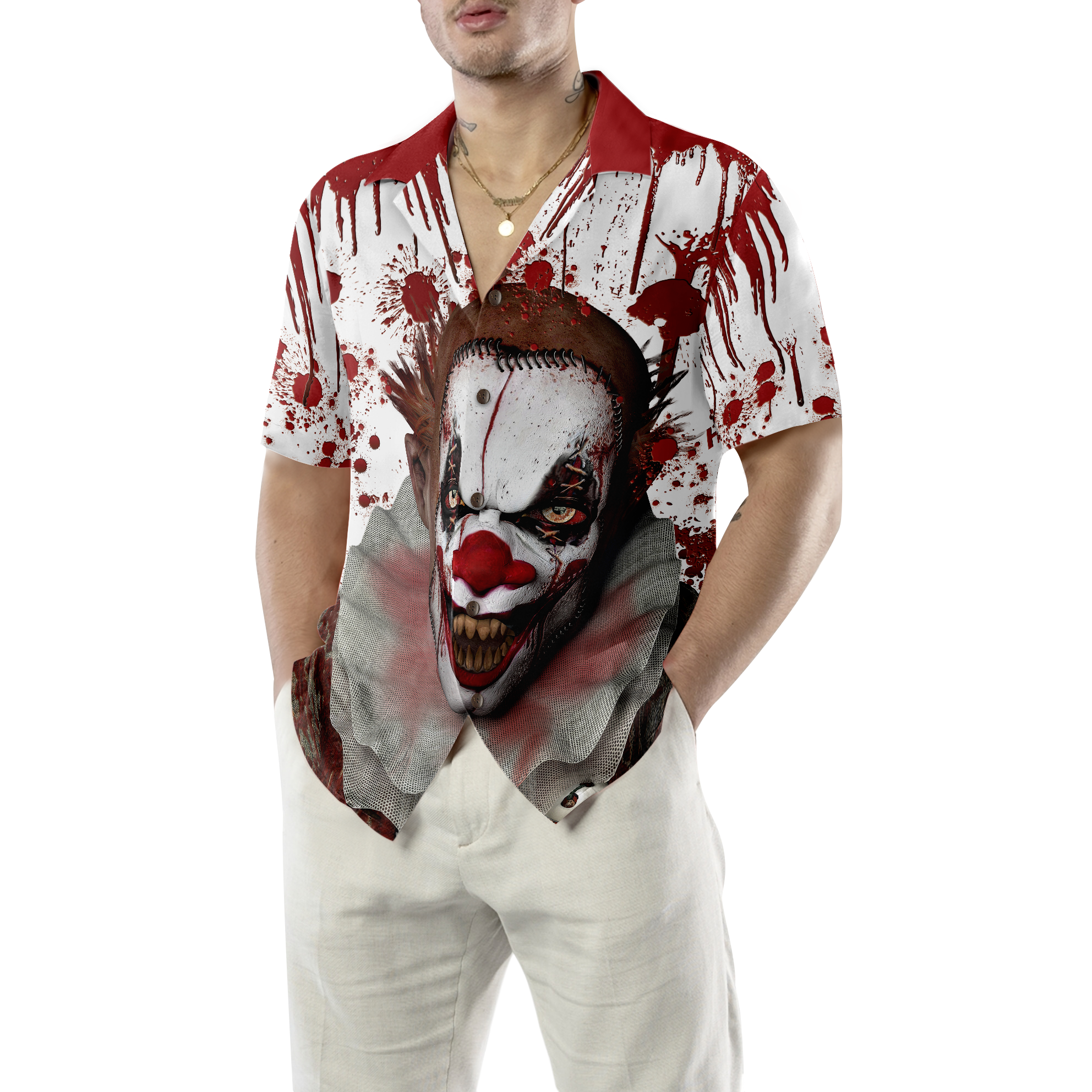 Scary Halloween Clown Faces Hawaiian Shirt