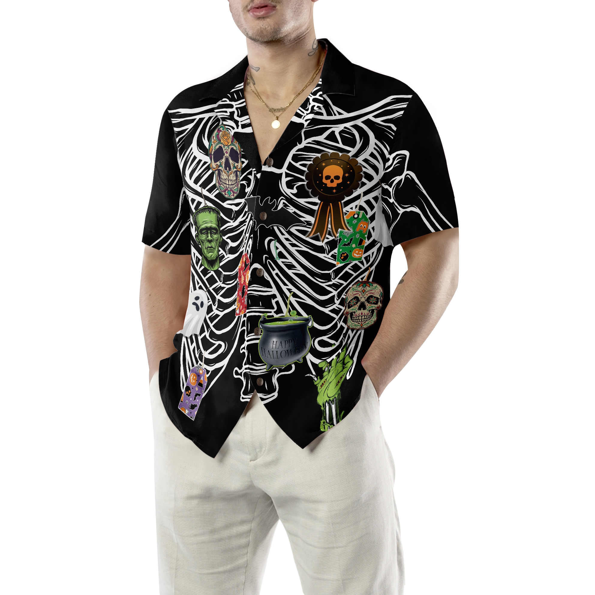 Skeleton Decorate Halloween Hawaiian Shirt, Unique Halloween Shirt For Men And Women