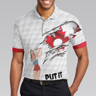 Golf Canada Flag Pin Up Girl Polo Shirt, Canadian Golf Shirt For Men