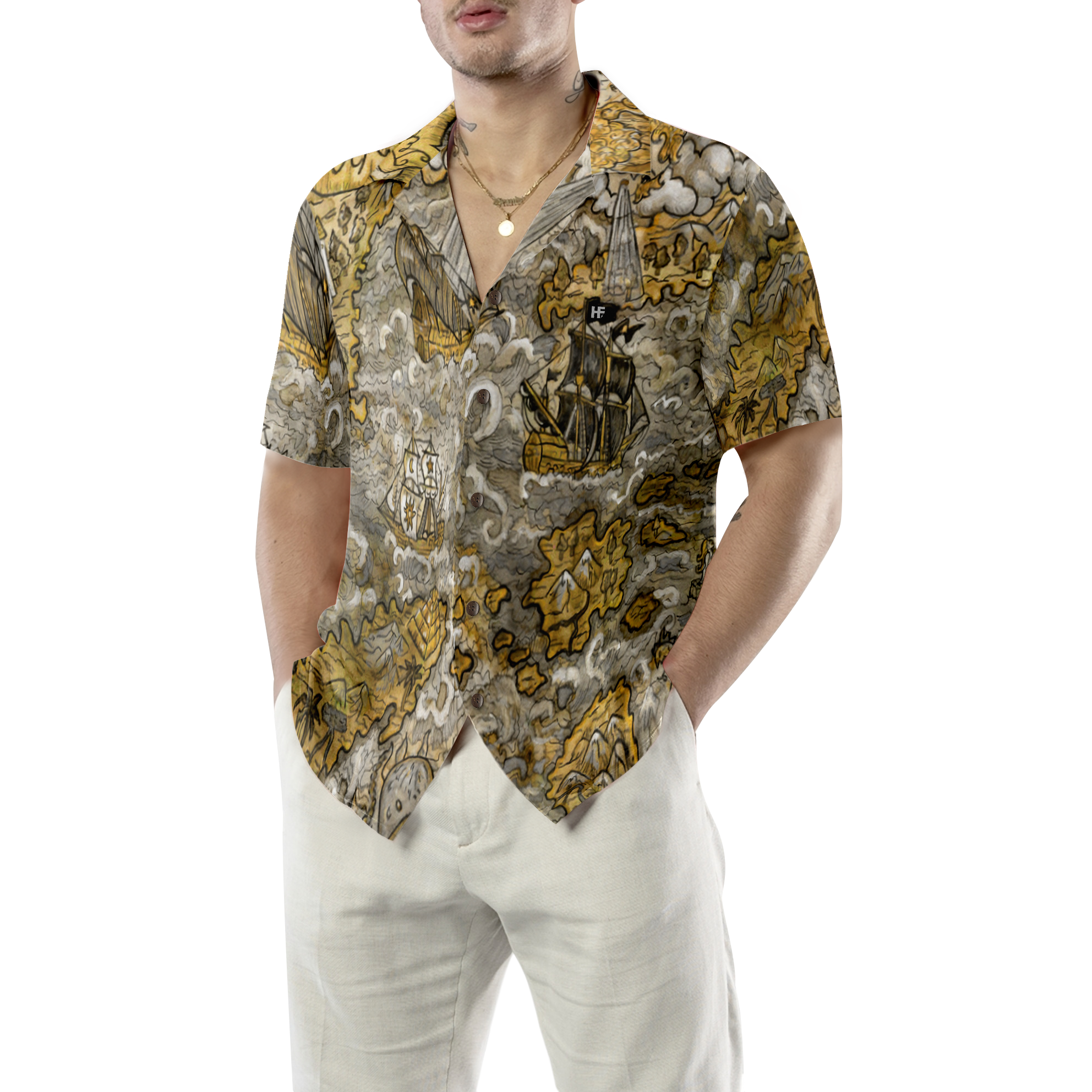 Fantasy Islands Treasure Map Hawaiian Shirt