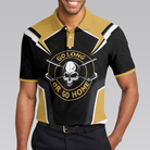 Go Long Or Go Home Golf Polo Shirt, Black Skull Golf Shirt For Men, Cool Golfing Shirt With Sayings