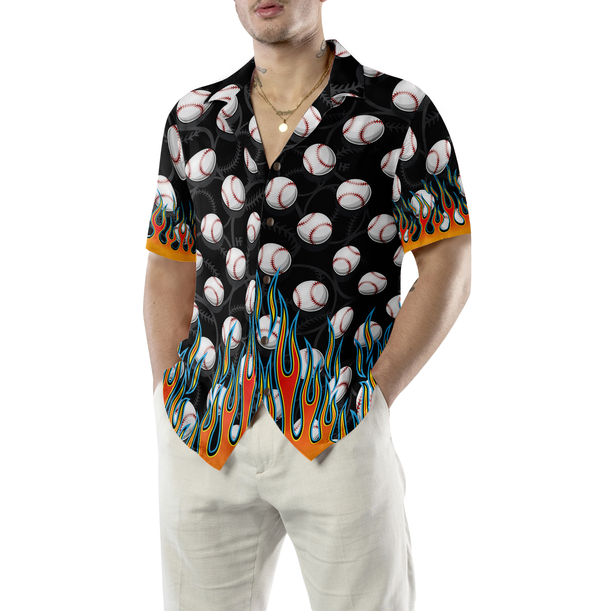 Flame Baseballs Hawaiian Shirt