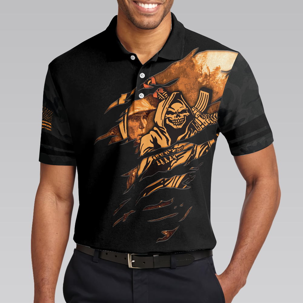 Agent Orange Dioxin A Slow Walk With Death Polo Shirt, Black Reaper American Flag Polo Shirt For Men