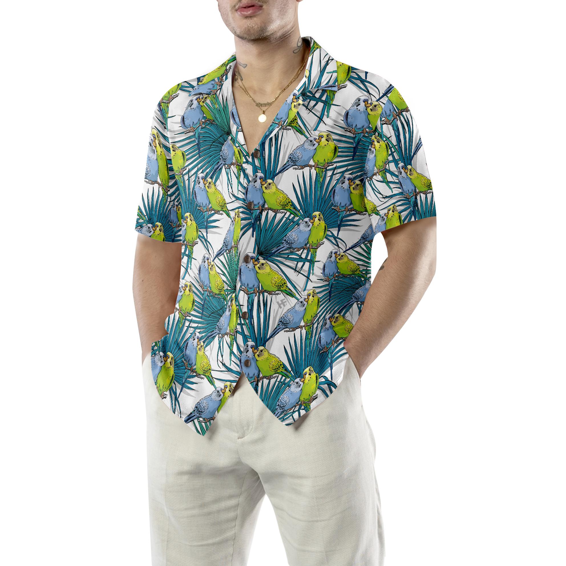 Little Green Parrot Shirt For Men Hawaiian Shirt
