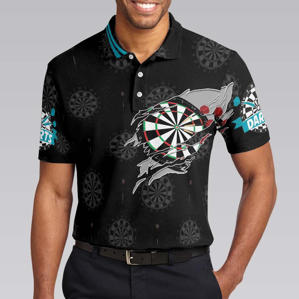 Born To Play Darts Shirt For Men Polo Shirt, Black Darts Shirt, Top Gift Idea For Male Darts Players