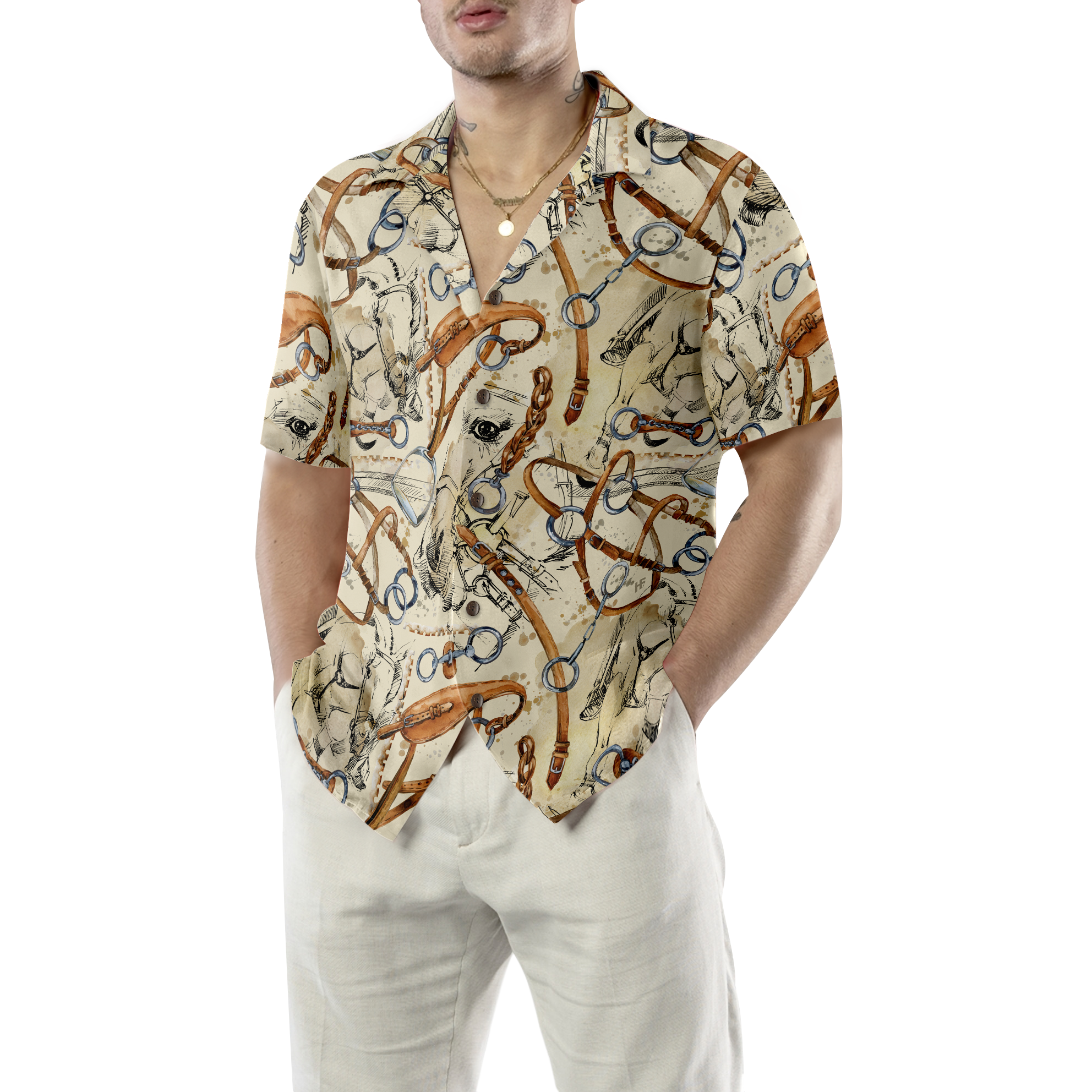 Horse Watercolor Shirt For Men Hawaiian Shirt