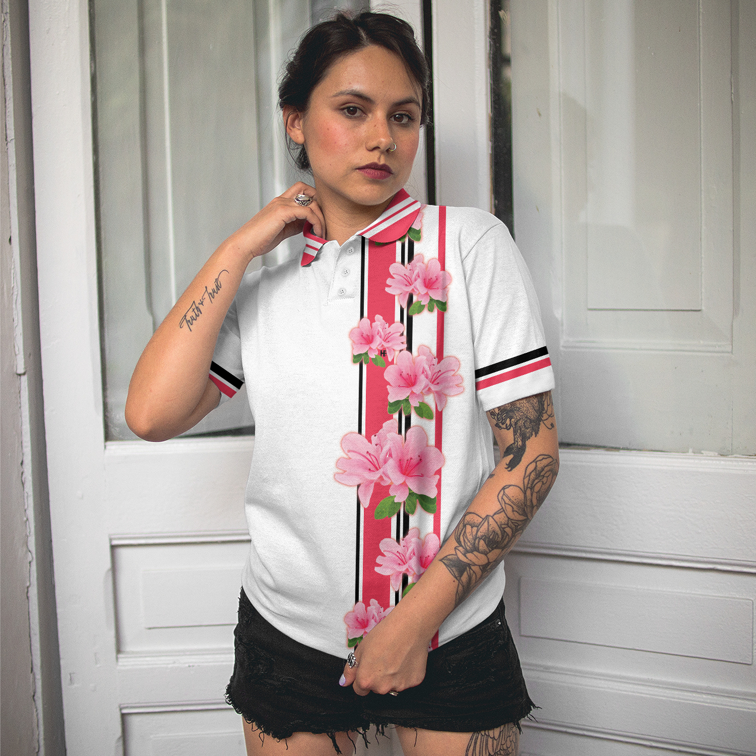 Life Is A Game But Golf Is Serious Golf Short Sleeve Women Polo Shirt, Floral Shirt With Sayings For Women