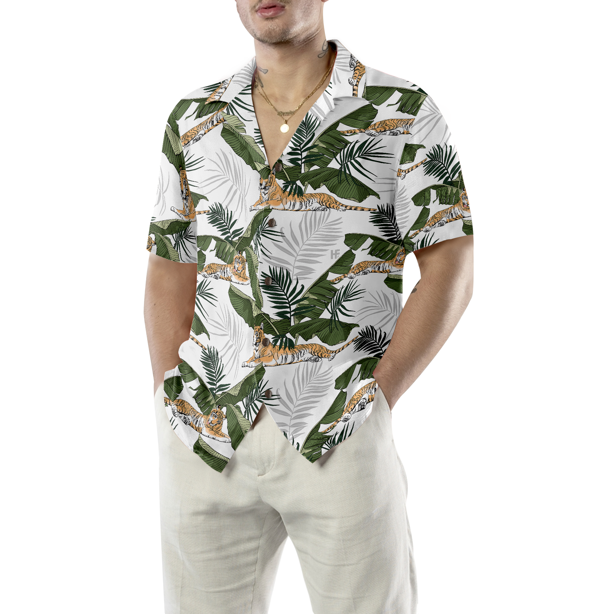 Tropical Tiger Hawaiian Shirt