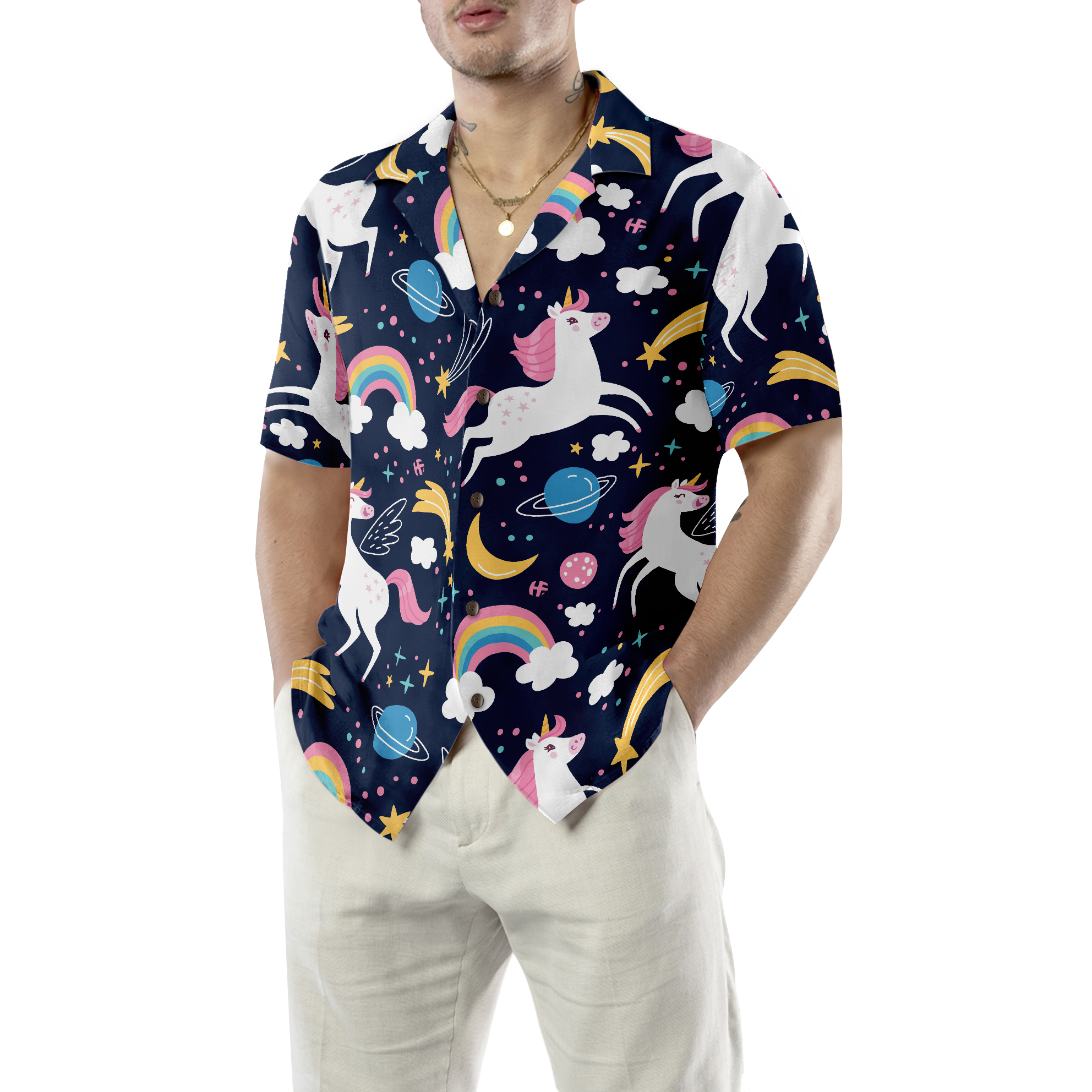 Cheerful Unicorn Hawaiian Shirt
