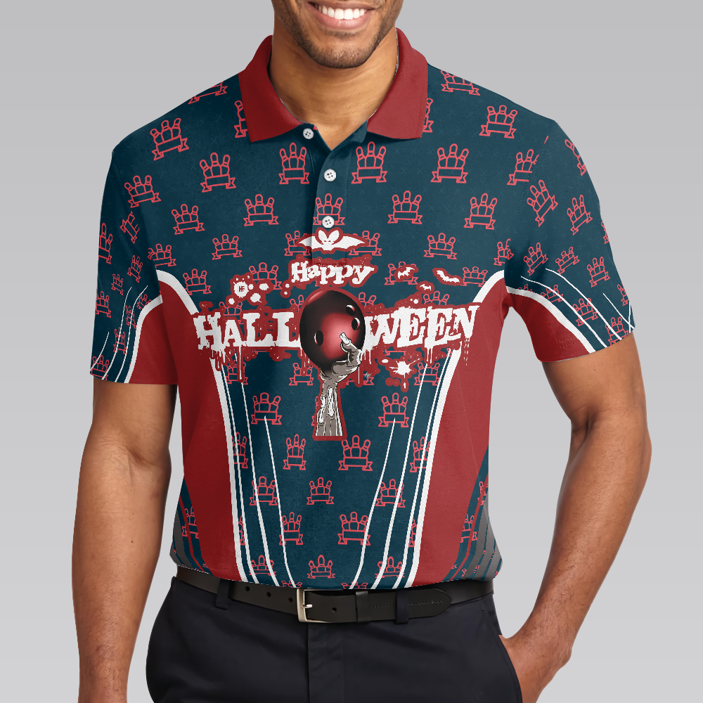Happy Halloween And Happy Bowling Polo Shirt, Short Sleeve Bowling Shirt For Men
